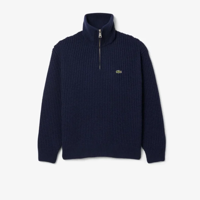 Herren-Pullover aus schwerer Wolle mit halbem Reißverschluss Herren-Pullover aus schwerer Wolle mit halbem Reißverschluss