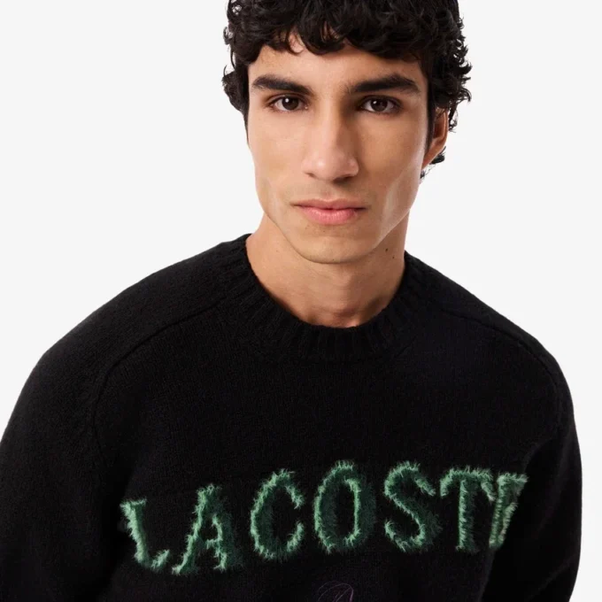 Herren-Pullover aus Wolle mit Intarsien-Logo Herren-Pullover aus Wolle mit Intarsien-Logo