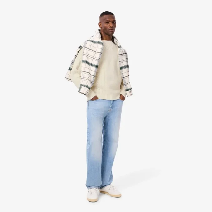 Herren-Pullover aus Wolle mit Patchwork-Effekt in lockerer Passform Herren-Pullover aus Wolle mit Patchwork-Effekt in lockerer Passform