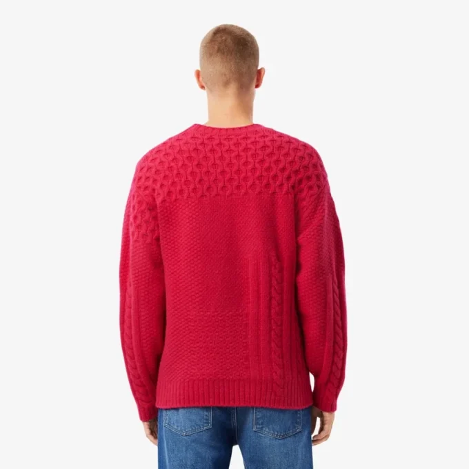 Herren-Pullover aus Wolle mit Patchwork-Effekt in lockerer Passform Herren-Pullover aus Wolle mit Patchwork-Effekt in lockerer Passform