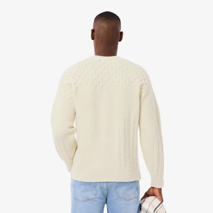 Herren-Pullover aus Wolle mit Patchwork-Effekt in lockerer Passform Herren-Pullover aus Wolle mit Patchwork-Effekt in lockerer Passform