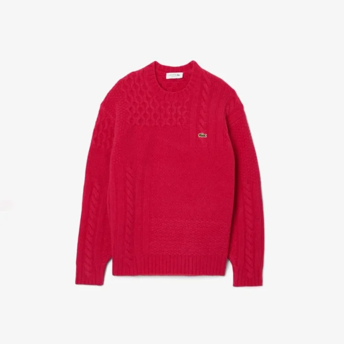 Herren-Pullover aus Wolle mit Patchwork-Effekt in lockerer Passform Herren-Pullover aus Wolle mit Patchwork-Effekt in lockerer Passform