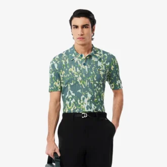 Herren-Pullover mit Kurzarm, Grafikprint und Polokragen