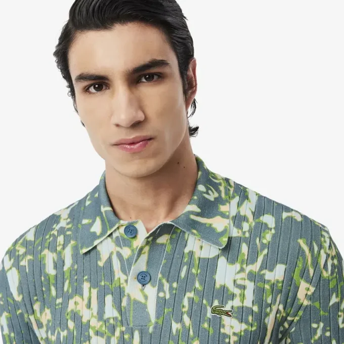 Herren-Pullover mit Kurzarm, Grafikprint und Polokragen Herren-Pullover mit Kurzarm, Grafikprint und Polokragen