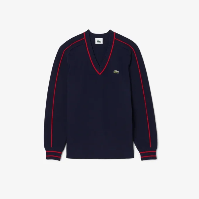 Herren-Pullover mit V-Ausschnitt und Streifenmuster aus der Archive Edition Herren-Pullover mit V-Ausschnitt und Streifenmuster aus der Archive Edition