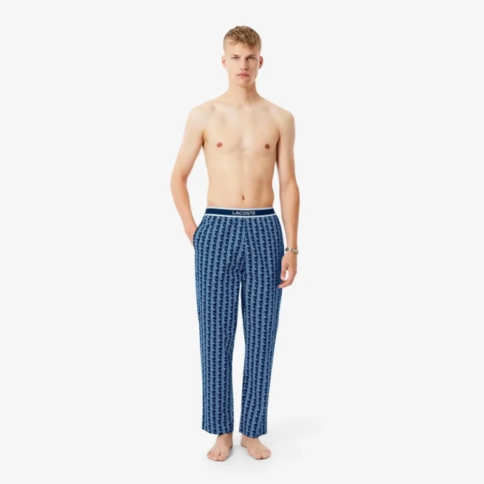 Herren-Pyjama-Hose aus Popeline mit Monogramm Herren-Pyjama-Hose aus Popeline mit Monogramm