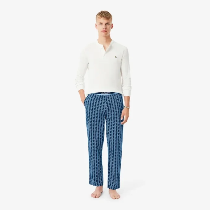 Herren-Pyjama-Hose aus Popeline mit Monogramm Herren-Pyjama-Hose aus Popeline mit Monogramm