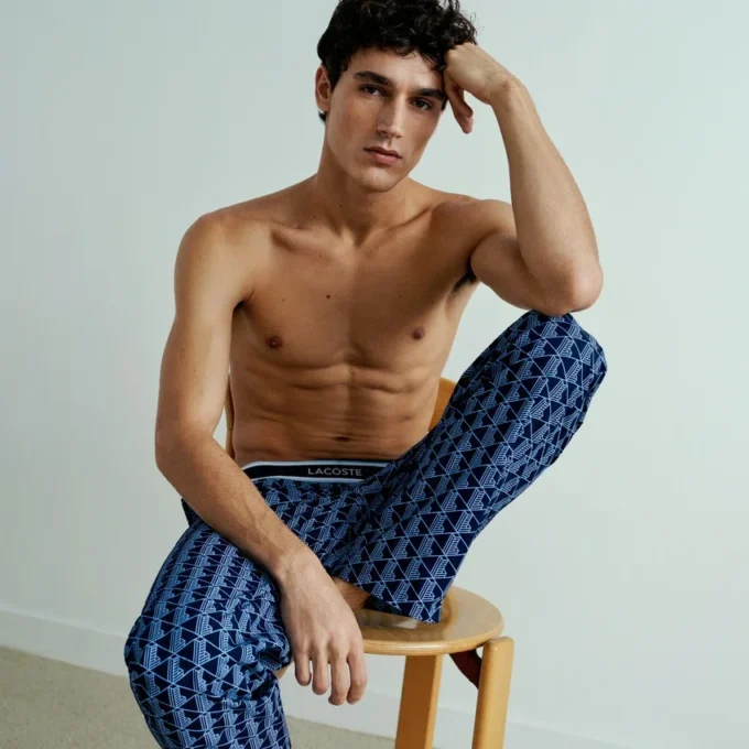 Herren-Pyjama-Hose aus Popeline mit Monogramm Herren-Pyjama-Hose aus Popeline mit Monogramm