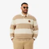 Herren-Rugby-Poloshirt in Relaxed Fit mit Streifen