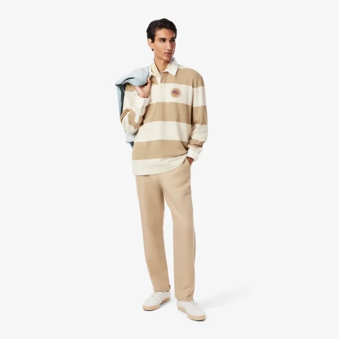 Herren-Rugby-Poloshirt in Relaxed Fit mit Streifen