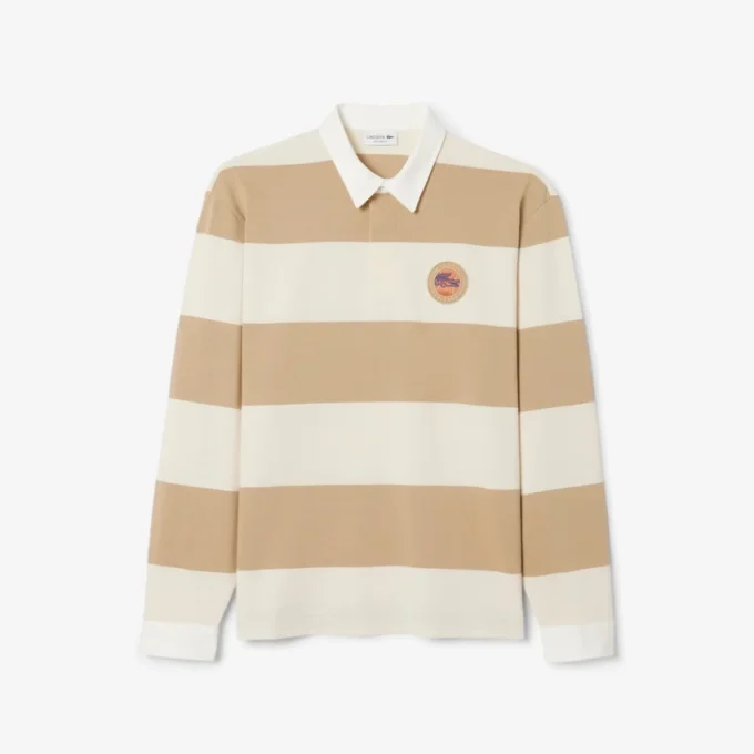 Herren-Rugby-Poloshirt in Relaxed Fit mit Streifen