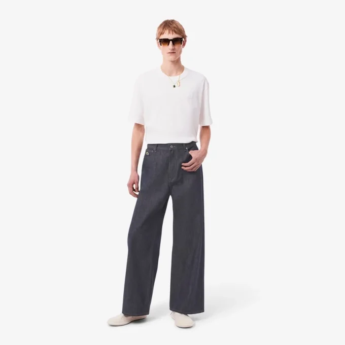 Herren-Runway-Jeans mit weitem Bein und Webkante Herren-Runway-Jeans mit weitem Bein und Webkante