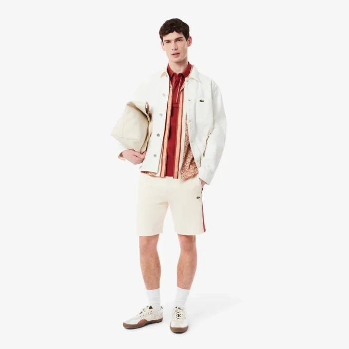 Herren-Shorts aus Baumwollfleece mit Farbblock-Design Herren-Shorts aus Baumwollfleece mit Farbblock-Design