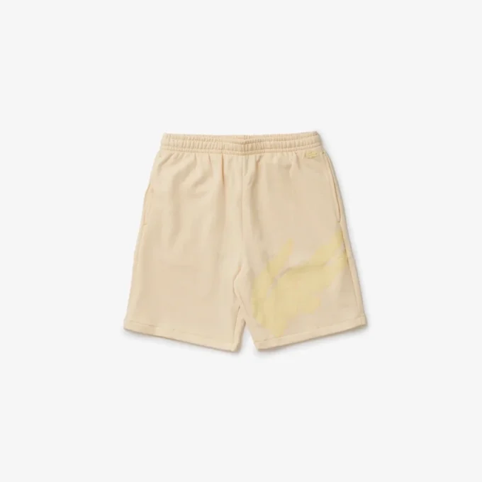 Herren-Shorts aus Bio-Baumwollfleece mit übergroßem Krokodil-Print Herren-Shorts aus Bio-Baumwollfleece mit übergroßem Krokodil-Print
