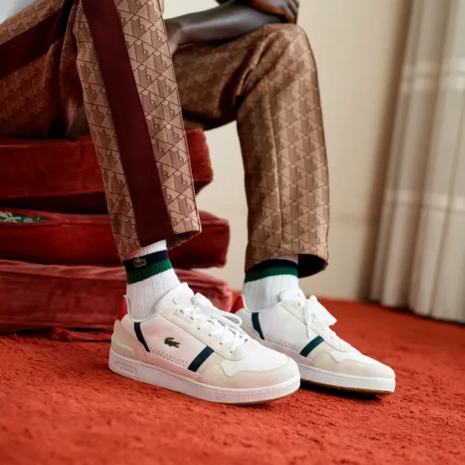 Herren-Sneaker aus Leder mit T-Clip Herren-Sneaker aus Leder mit T-Clip