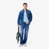 Herren-Strickjacke aus Baumwolle mit lockerer Passform und Streifen-Detail Herren-Strickjacke aus Baumwolle mit lockerer Passform und Streifen-Detail