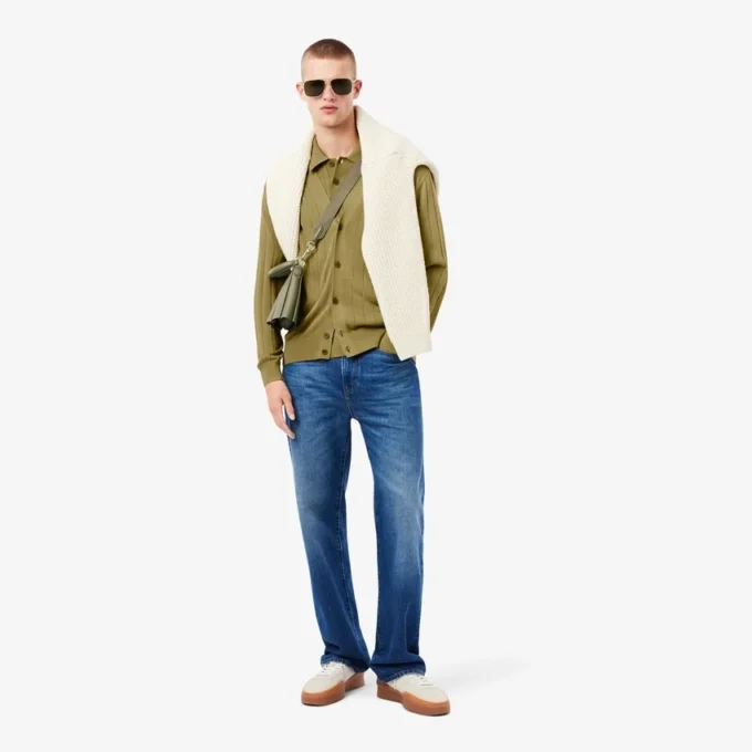 Herren-Strickjacke aus fließendem Rippstrick
