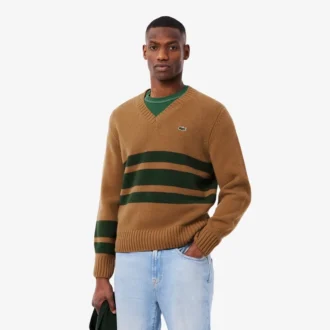Herren-Strickpullover aus Wolle mit V-Ausschnitt