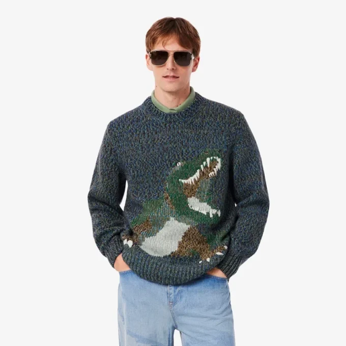 Herren-Strickpullover mit Intarsien-Krokodil Herren-Strickpullover mit Intarsien-Krokodil