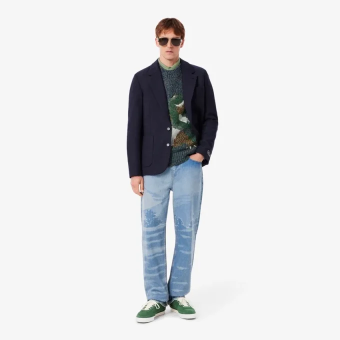 Herren-Strickpullover mit Intarsien-Krokodil Herren-Strickpullover mit Intarsien-Krokodil