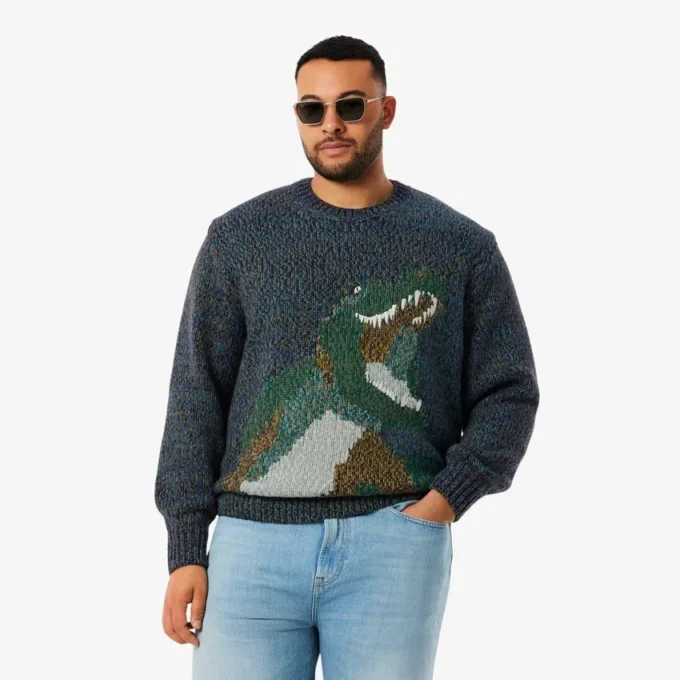 Herren-Strickpullover mit Intarsien-Krokodil Herren-Strickpullover mit Intarsien-Krokodil