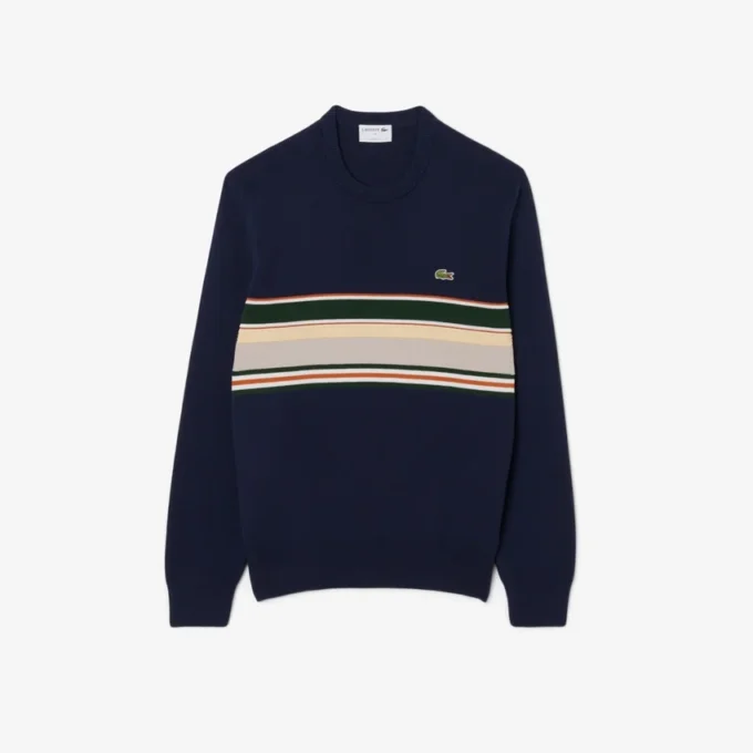 Herren-Strickpullover mit Streifen, hergestellt in Frankreich