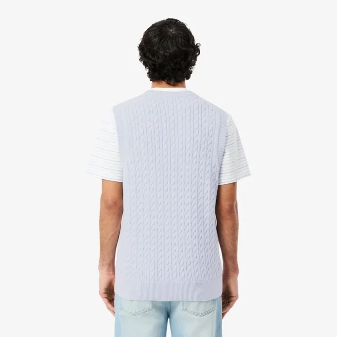 Herren-Strickweste aus Baumwolle mit Zopfmuster Herren-Strickweste aus Baumwolle mit Zopfmuster