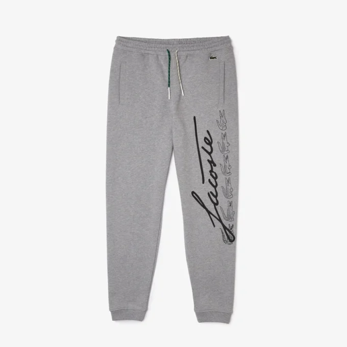 Herren-Sweathose aus Baumwollfleece mit Signature- und Krokodil-Print Herren-Sweathose aus Baumwollfleece mit Signature- und Krokodil-Print