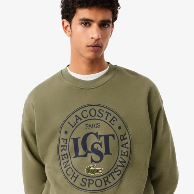 Herren-Sweatshirt aus bedrucktem Fleece in lockerer Passform Herren-Sweatshirt aus bedrucktem Fleece in lockerer Passform