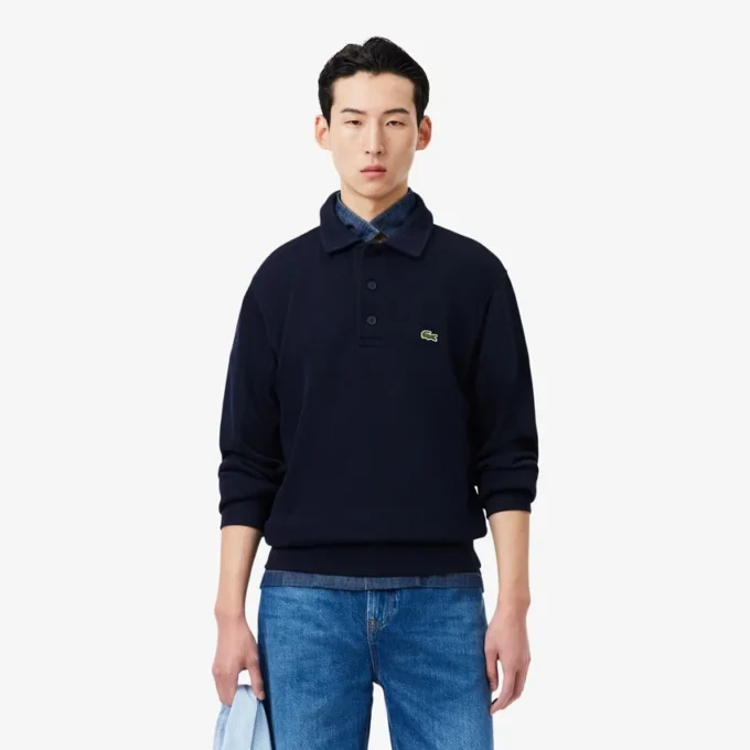 Herren-Sweatshirt mit geripptem Baumwollkragen Herren-Sweatshirt mit geripptem Baumwollkragen
