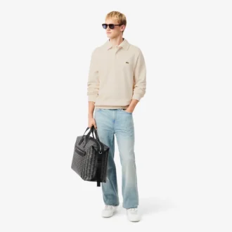 Herren-Sweatshirt mit geripptem Baumwollkragen