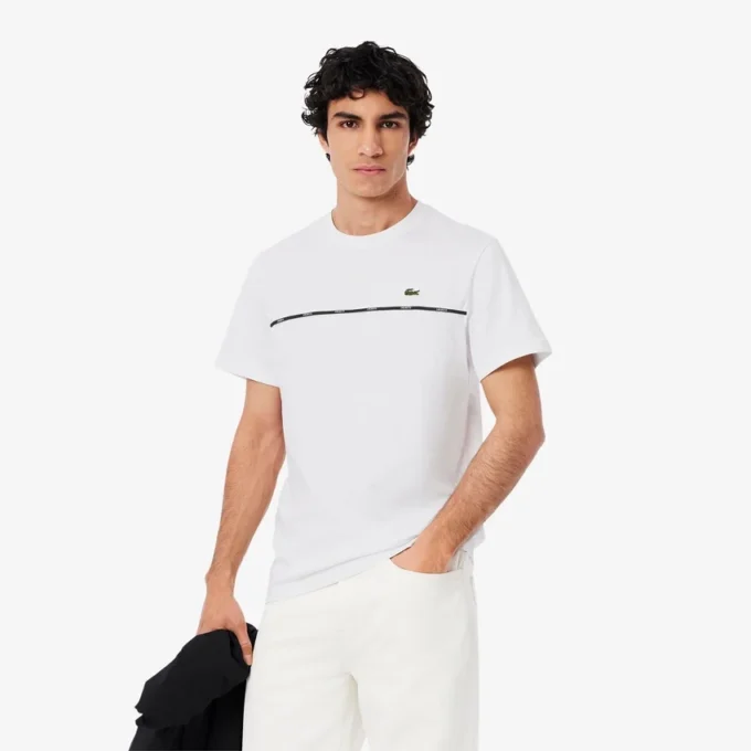 Herren-T-Shirt aus Baumwolljersey mit Logo-Einfassung Herren-T-Shirt aus Baumwolljersey mit Logo-Einfassung