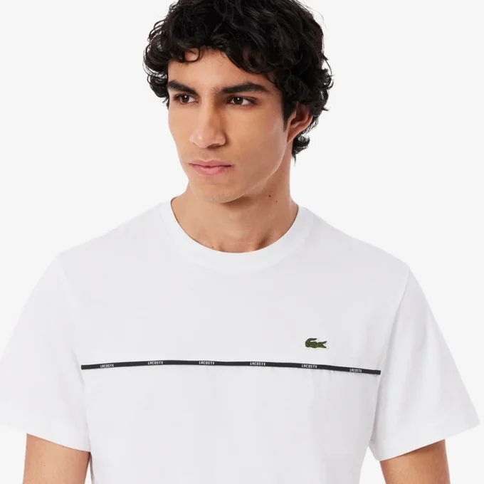 Herren-T-Shirt aus Baumwolljersey mit Logo-Einfassung Herren-T-Shirt aus Baumwolljersey mit Logo-Einfassung
