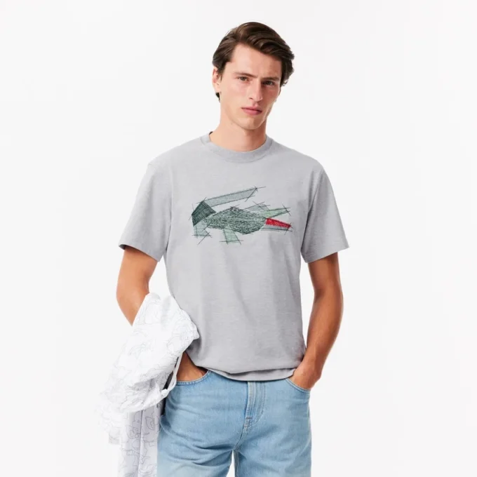 Herren-T-Shirt aus schwerer Baumwolle mit Krokodil-Print Herren-T-Shirt aus schwerer Baumwolle mit Krokodil-Print