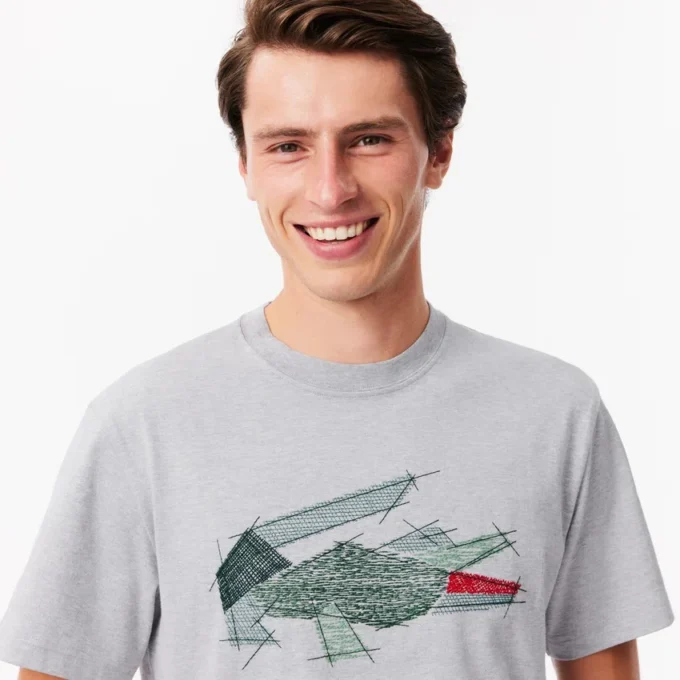Herren-T-Shirt aus schwerer Baumwolle mit Krokodil-Print Herren-T-Shirt aus schwerer Baumwolle mit Krokodil-Print