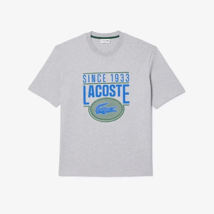 Herren-T-Shirt aus schwerer Baumwolle mit Print, lockere Passform Herren-T-Shirt aus schwerer Baumwolle mit Print, lockere Passform