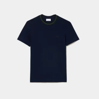 Herren-T-Shirt aus Stretch-Piqué mit gestreiftem Kragen