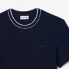 Herren-T-Shirt aus Stretch-Piqué mit gestreiftem Kragen Herren-T-Shirt aus Stretch-Piqué mit gestreiftem Kragen