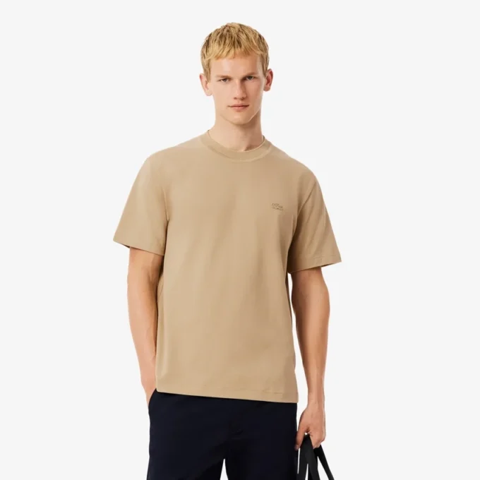 Herren-T-Shirt mit geripptem Kragen aus Petit Piqué Herren-T-Shirt mit geripptem Kragen aus Petit Piqué