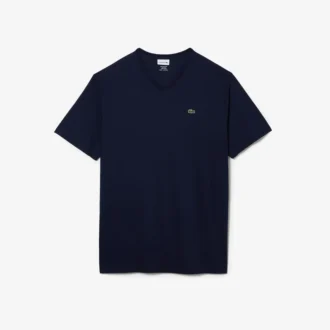 Herren-T-Shirt mit geripptem V-Ausschnitt in langer Passform Herren-T-Shirt mit geripptem V-Ausschnitt in langer Passform