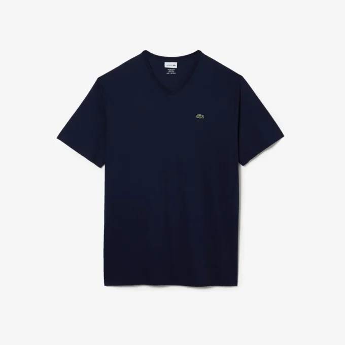 Herren-T-Shirt mit geripptem V-Ausschnitt in langer Passform Herren-T-Shirt mit geripptem V-Ausschnitt in langer Passform