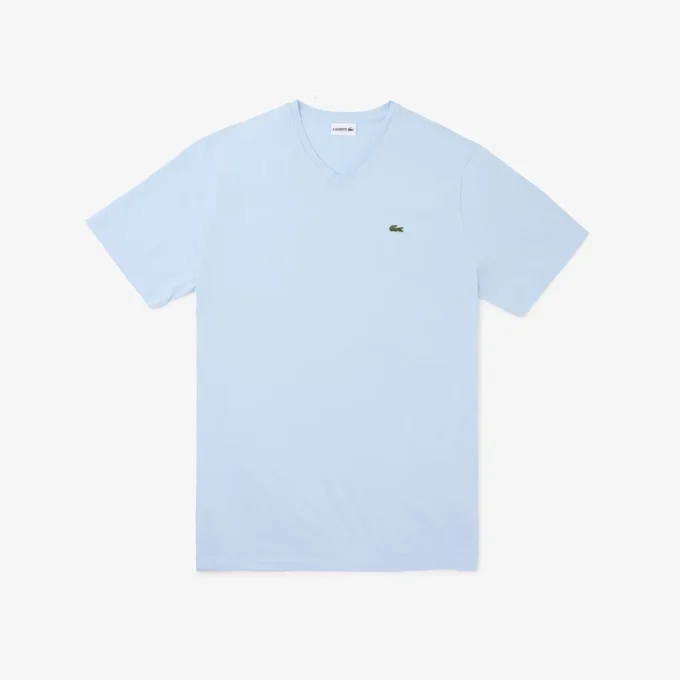 Herren-T-Shirt mit geripptem V-Ausschnitt in langer Passform Herren-T-Shirt mit geripptem V-Ausschnitt in langer Passform