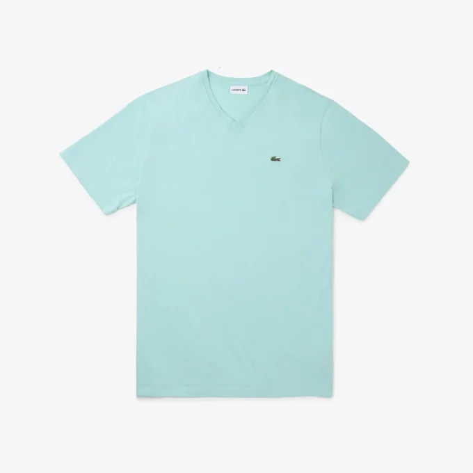 Herren-T-Shirt mit geripptem V-Ausschnitt in langer Passform Herren-T-Shirt mit geripptem V-Ausschnitt in langer Passform