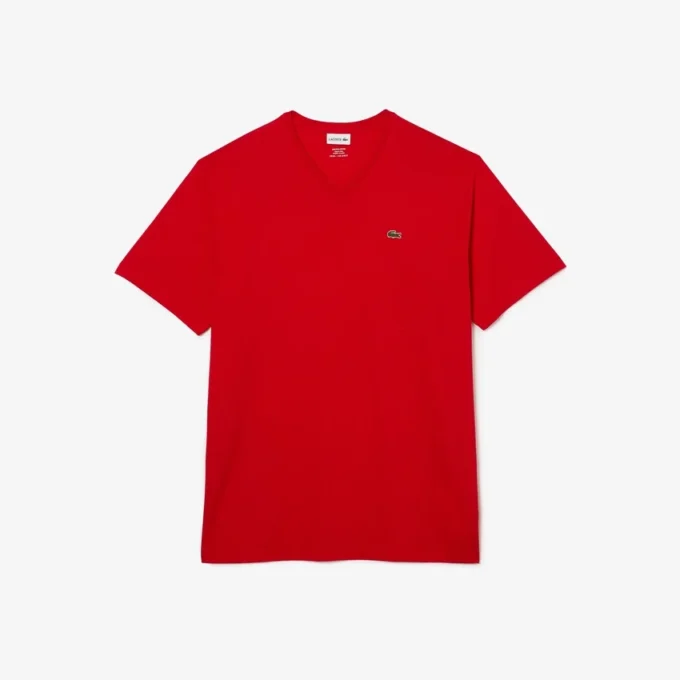 Herren-T-Shirt mit geripptem V-Ausschnitt in langer Passform Herren-T-Shirt mit geripptem V-Ausschnitt in langer Passform