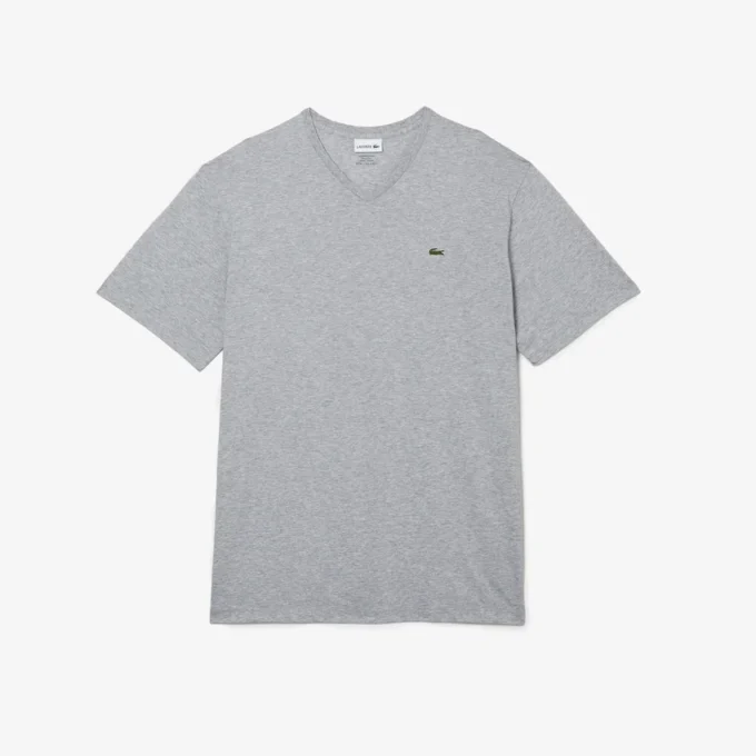 Herren-T-Shirt mit geripptem V-Ausschnitt in langer Passform Herren-T-Shirt mit geripptem V-Ausschnitt in langer Passform