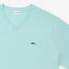 Herren-T-Shirt mit geripptem V-Ausschnitt in langer Passform Herren-T-Shirt mit geripptem V-Ausschnitt in langer Passform