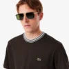 Herren-T-Shirt mit Streifen am Kragen, hergestellt in Frankreich Herren-T-Shirt mit Streifen am Kragen, hergestellt in Frankreich