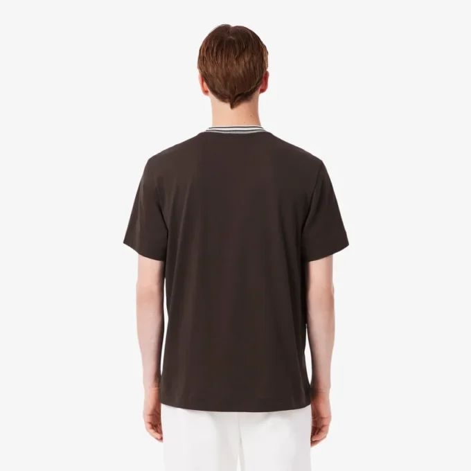 Herren-T-Shirt mit Streifen am Kragen, hergestellt in Frankreich Herren-T-Shirt mit Streifen am Kragen, hergestellt in Frankreich