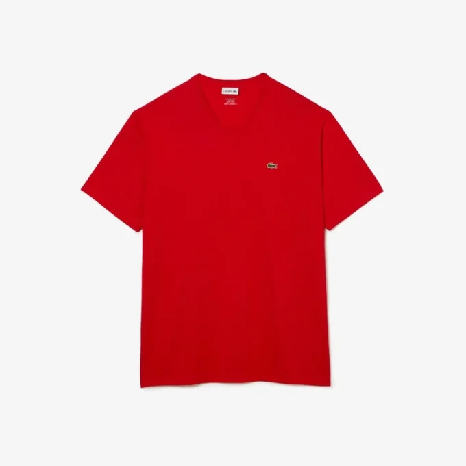 Herren-T-Shirt mit V-Ausschnitt und weiter Passform aus Pima-Baumwolle Herren-T-Shirt mit V-Ausschnitt und weiter Passform aus Pima-Baumwolle