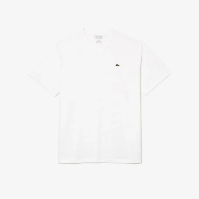 Herren-T-Shirt mit V-Ausschnitt und weiter Passform aus Pima-Baumwolle Herren-T-Shirt mit V-Ausschnitt und weiter Passform aus Pima-Baumwolle